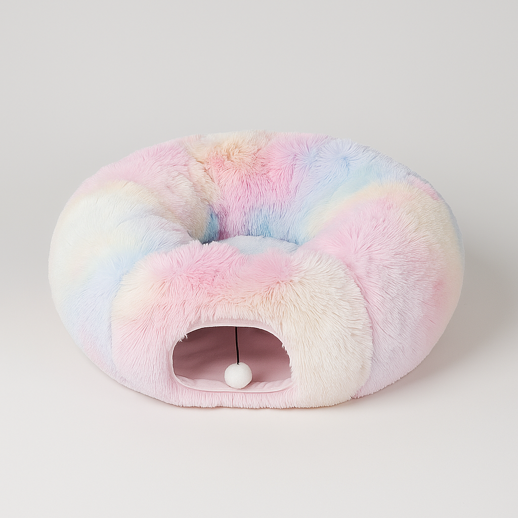 Cozy Cat Haven Bed with Play Tunnel